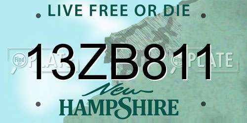13ZB811 New Hampshire License Plate