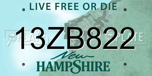 13ZB822 New Hampshire License Plate