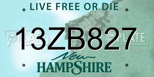 13ZB827 New Hampshire License Plate