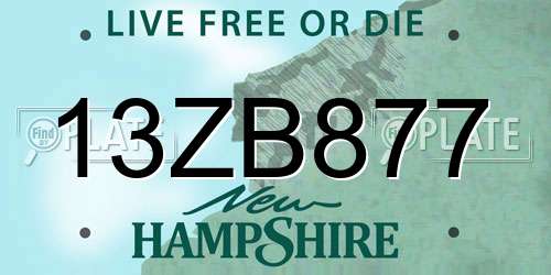 13ZB877 New Hampshire License Plate