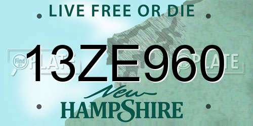 13ZE960 New Hampshire License Plate