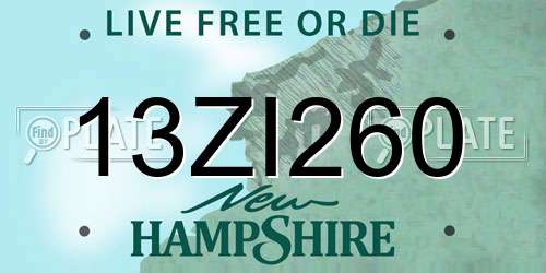 13ZI260 New Hampshire License Plate