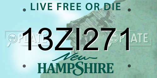 13ZI271 New Hampshire License Plate