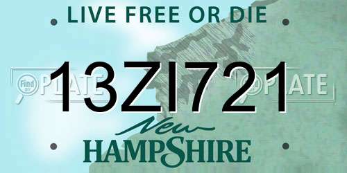 13ZI721 New Hampshire License Plate
