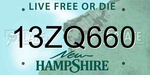 13ZQ660 New Hampshire License Plate