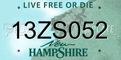 13ZS052 New Hampshire License Plate