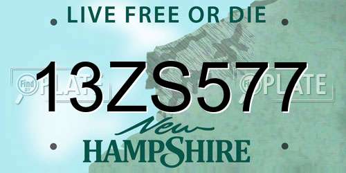 13ZS577 New Hampshire License Plate