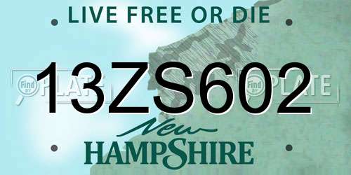 13ZS602 New Hampshire License Plate