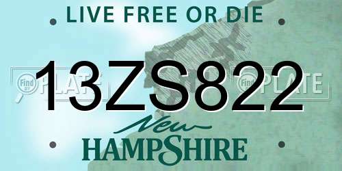13ZS822 New Hampshire License Plate