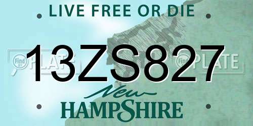 13ZS827 New Hampshire License Plate