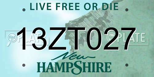 13ZT027 New Hampshire License Plate