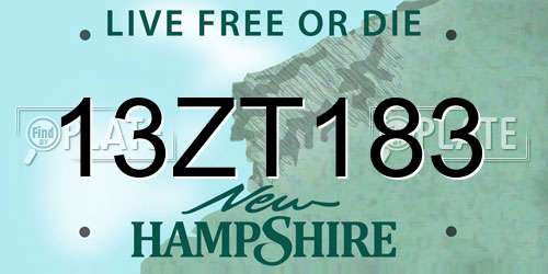 13ZT183 New Hampshire License Plate