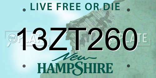 13ZT260 New Hampshire License Plate