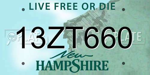 13ZT660 New Hampshire License Plate
