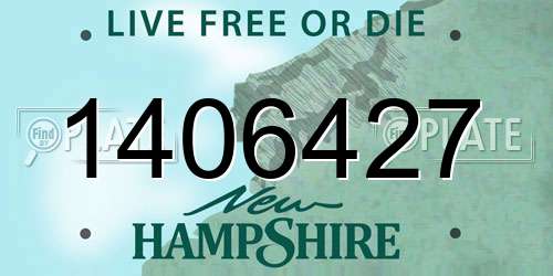 1406427 New Hampshire License Plate