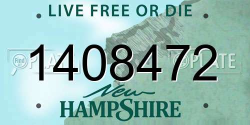 1408472 New Hampshire License Plate