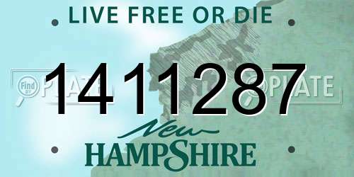 1411287 New Hampshire License Plate