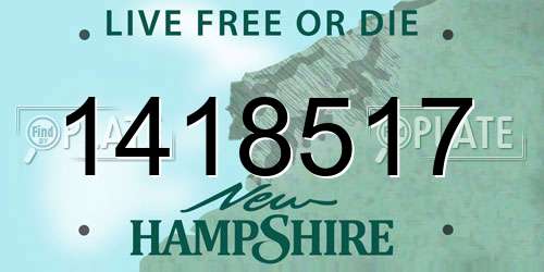 1418517 New Hampshire License Plate