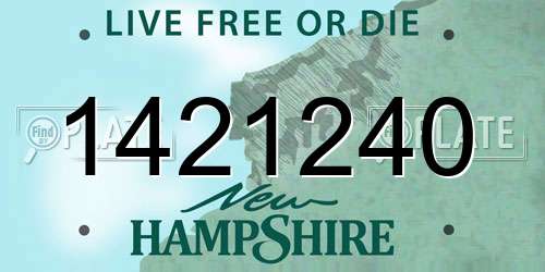 1421240 New Hampshire License Plate