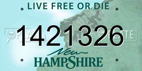 1421326 New Hampshire License Plate
