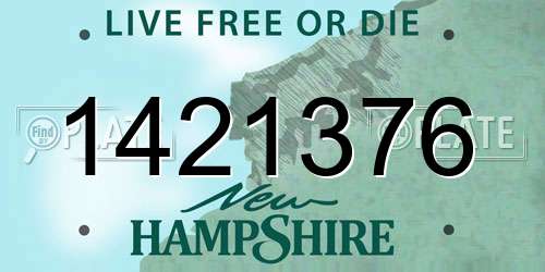 1421376 New Hampshire License Plate