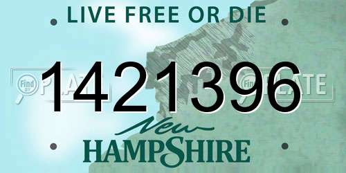1421396 New Hampshire License Plate