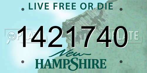 1421740 New Hampshire License Plate