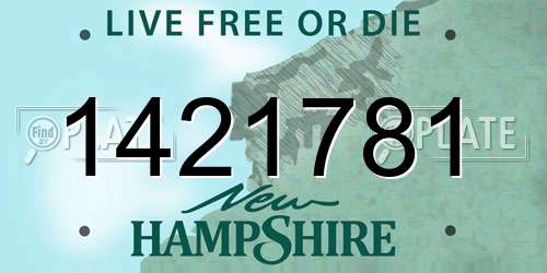 1421781 New Hampshire License Plate