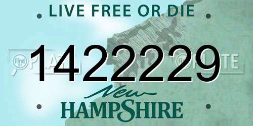 1422229 New Hampshire License Plate