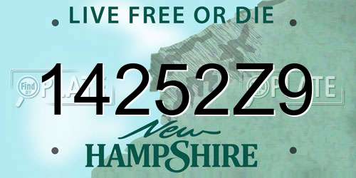 14252Z9 New Hampshire License Plate
