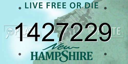 1427229 New Hampshire License Plate