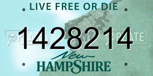 1428214 New Hampshire License Plate