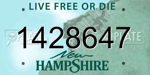 1428647 New Hampshire License Plate