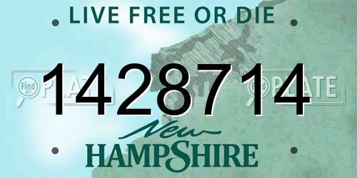 1428714 New Hampshire License Plate