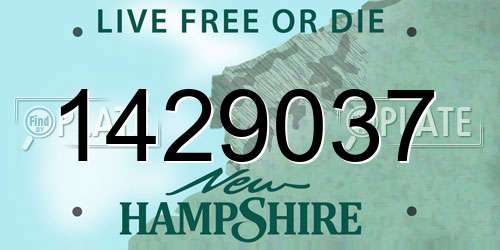 1429037 New Hampshire License Plate