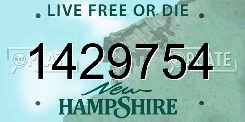 1429754 New Hampshire License Plate