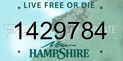 1429784 New Hampshire License Plate