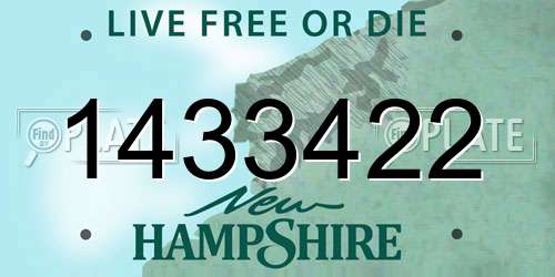 1433422 New Hampshire License Plate