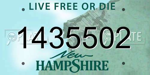 1435502 New Hampshire License Plate