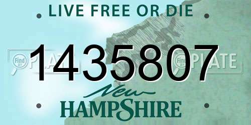 1435807 New Hampshire License Plate