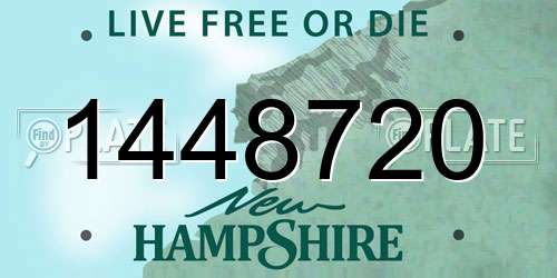 1448720 New Hampshire License Plate