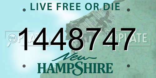 1448747 New Hampshire License Plate