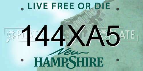 144XA5 New Hampshire License Plate