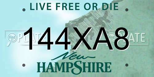 144XA8 New Hampshire License Plate
