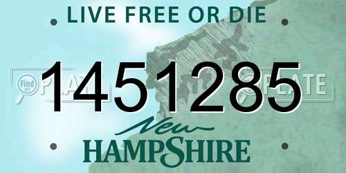 1451285 New Hampshire License Plate