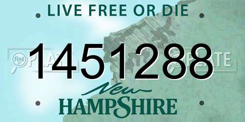 1451288 New Hampshire License Plate