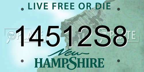 14512S8 New Hampshire License Plate