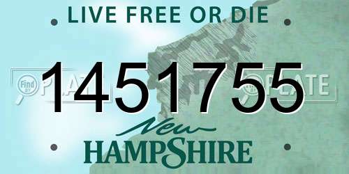 1451755 New Hampshire License Plate