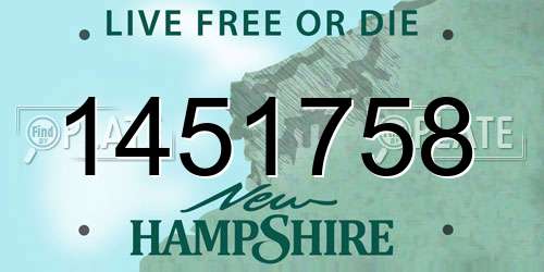 1451758 New Hampshire License Plate