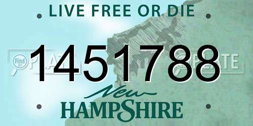 1451788 New Hampshire License Plate